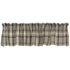 Wilmington Window Valance, 72" x 14", Gray and Cream Checked, Country Farmhouse