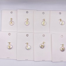 8pcs Jewelry Pendant Round Metal Charms Initial Letter for DIY Jewelry Making