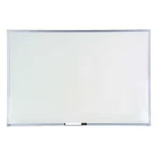 Dry Erase Board, Melamine, 36 In, 48 In, Aluminum Frame, White, Gloss, 1Nur1