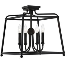 Crystorama 2243-BF_NOSHADE Sylvan Semi-Flush Mount Black Forged