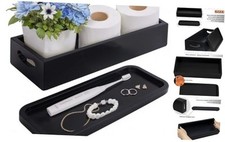 Toilet Tank Tray for Modern Bathroom Decor Set of 2 Acacia Toilet Tank Black