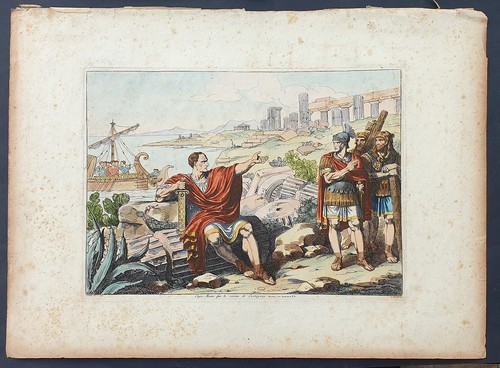 Bartolomeo Pinelli 1819 stampa antica istoria romana acquaforte colori originali