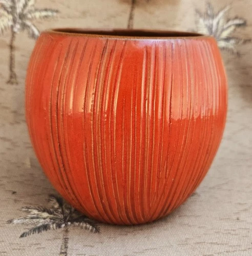 Vintage Frankoma T7 Coconut Tiki Mug in Flame Red