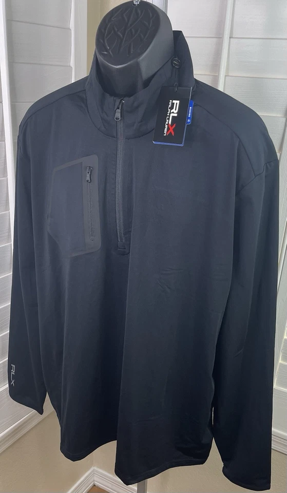 RLX Ralph Lauren 1/4 Zip Wicking Golf Performance Black Pullover, Men’s 2XL, NWT - Image 3 of 4