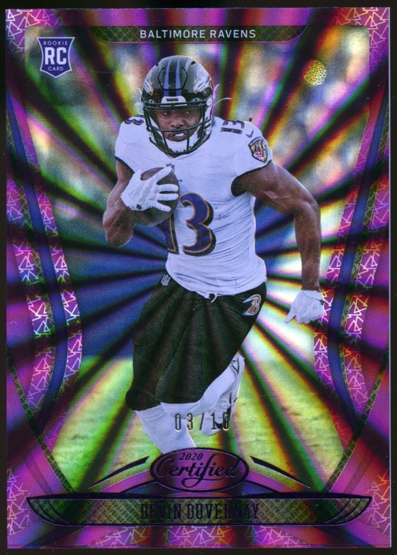 Devin Duvernay 2020 Certified Mirror Purple SSP RC Rookie Ravens Longhorns 3/10