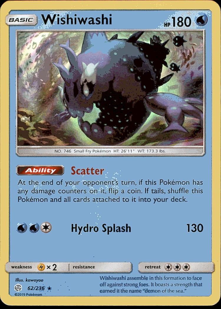 Wishiwashi 62/236 Holo Rare Cosmic Eclipse Pokemon Holo NM