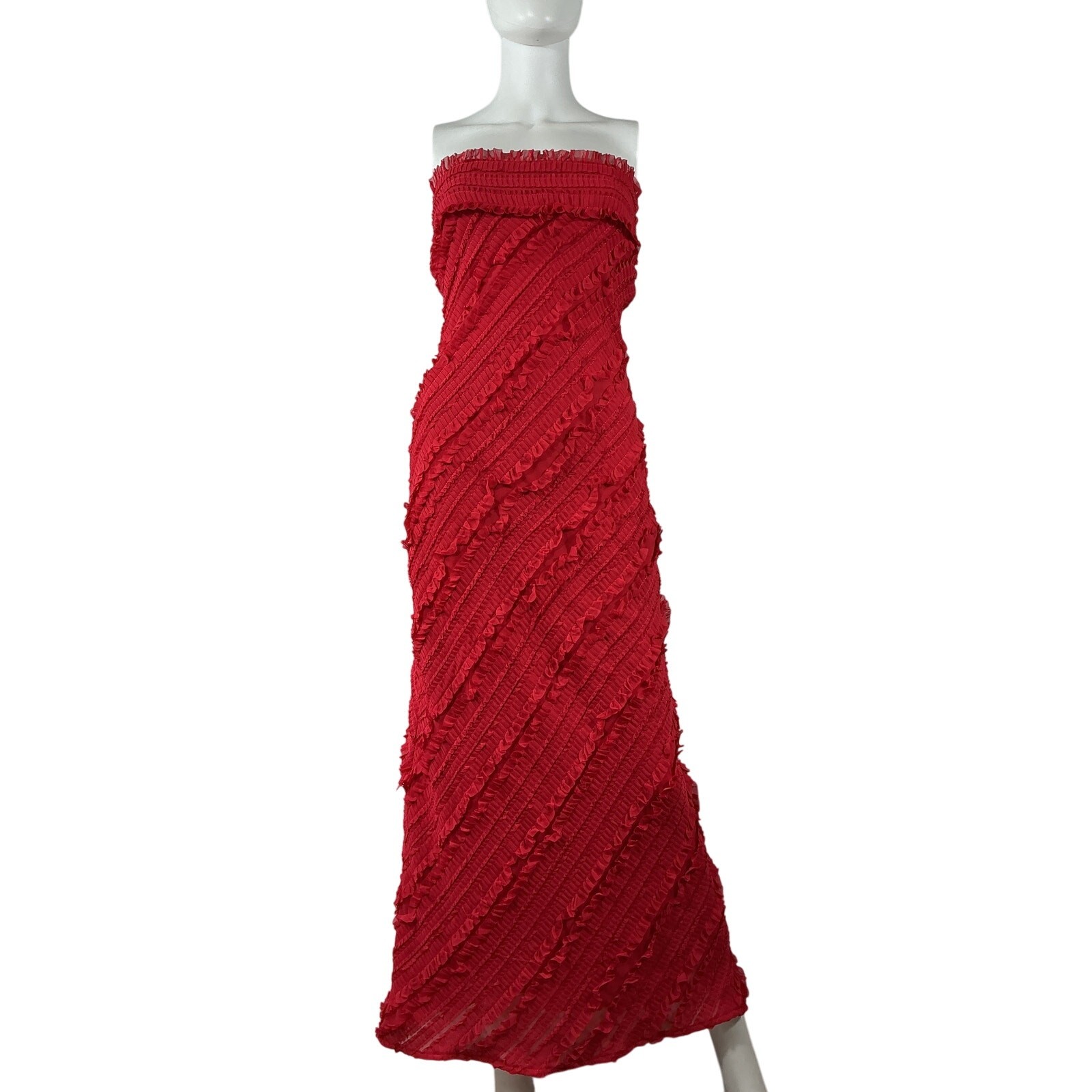 Endless Rose Red Polyester Strapless Ruffled Maxi… - image 2
