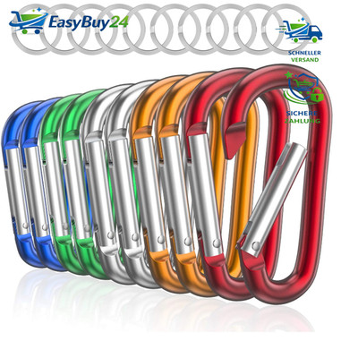 Karabinerhaken Aluminium D-Ring Clips mit Federschnapphaken 10 Stück für