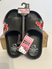 Hello Kitty Slides Sandals Kids 2-3 Black - NWT