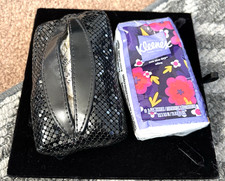 Whiting and Davis Vintage Black Tone Mesh Tissue Holder