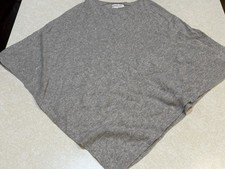 Rachel Zoe Sweater Womens Poncho One Size Gray 100 Cashmere 2-Ply Knit Pullover