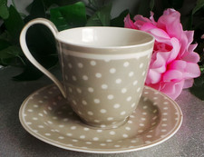 GREENGATE COPENHAGEN GREY SPOTTED TEA CUP & SAUCER