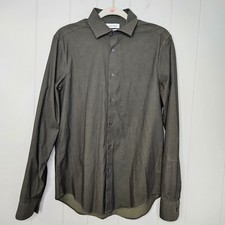 Calvin Klein Steel  Slim Fit Stretch Wrinkle Free 15 1/2 34/35 M Hunter Green