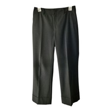 Womyn Dark Gray Crop Cuff Dress Pants Size 2 Made in USA Work Career Trousers