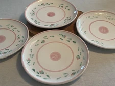 Italian Hand Painted Dinner Plates CALECA PINK GARLAND 11 1/4" Set Of 4
