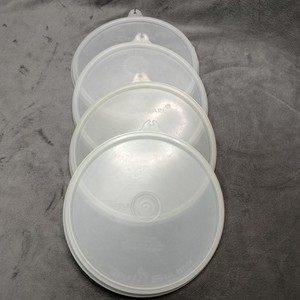4 Mixed VTG Tupperware 6.5" C tab Replacement Lids #227 Opaque ~Tupper Seal