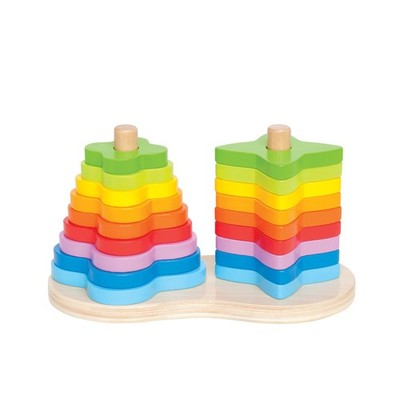 Hape Wooden Double Rainbow Stacker Set Color Recognition Stacker Educational