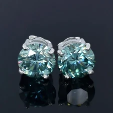 6.50 Ct Blue Diamond Stud Earrings In 14k White Gold – Festive Shine Jewelry