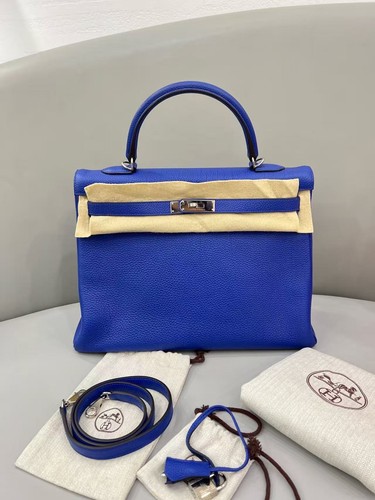 Hermes Kelly Blue Togo Leather Top‑Handle Shoulder Bag