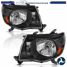 Left+Right Fit For Toyota Tacoma 2005-2011 Headlights Assembly Black Clear Lens