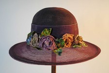 VINTAGE LADIES WIDE BRIM STRAW HAT, 1950s