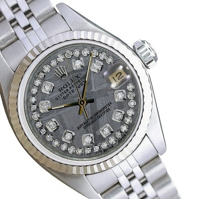 Rolex Datejust SS String Meteorite Diamond Dial 14KW Fluted Bezel Jubilee Watch