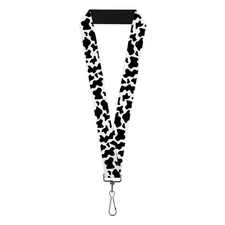 Buckle-Down Lanyard, Cow Pattern Print White Black, Elastic
