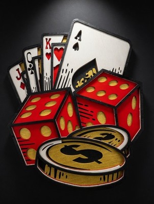 Hand crafted laser cut Casino for home decor approximately 9'' wide available