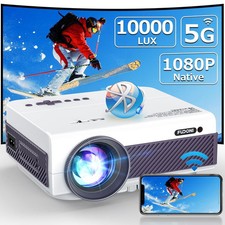 Projector with WiFi and Bluetooth, Native 1080P Outdoor Projector 10000L Support