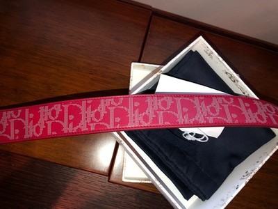 Dior World Tour Red Oblique Galaxy Calfskin Leather belt strap