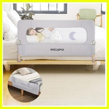 Breathable Mesh Toddler Bed Rail with Foam Protection - Grey Swing Down Design