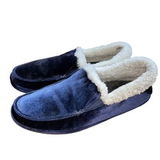Olukai Ku'Una Lanui Velvet Slippers Womens Size 10 Blue Shearling Lining Comfort