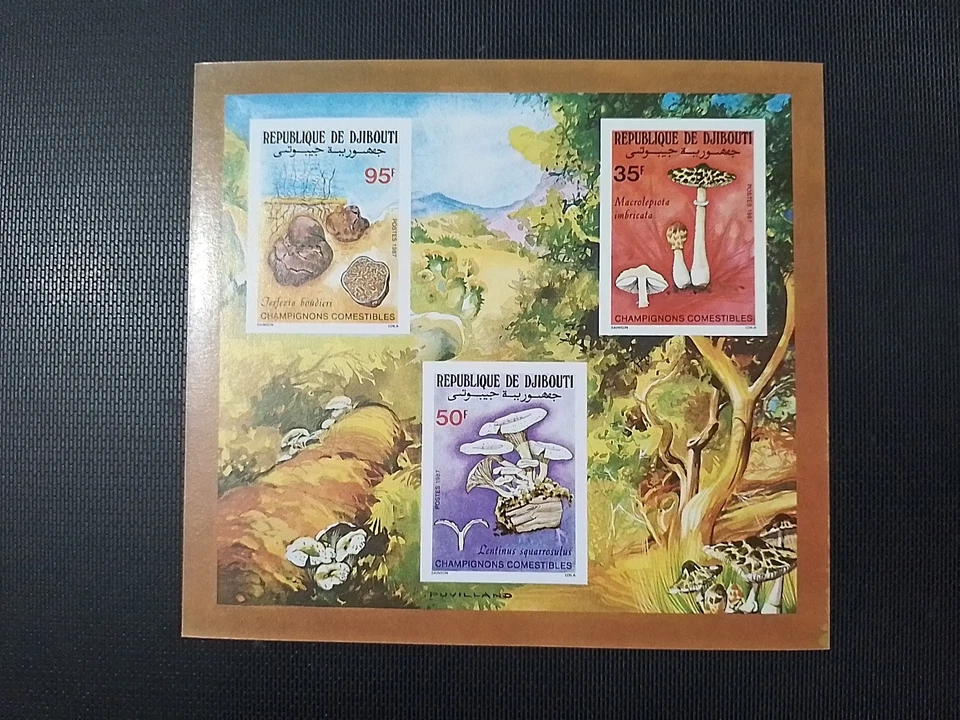 Djibouti Champignons MNH neuf 630 631 632 1987 Bloc Luxe IMPERF - Photo 1/1