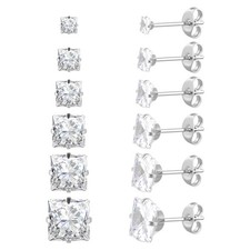 6 Pairs Surgical Stainless Steel Screw back Stud Earrings, 18K Gold Plated Heart