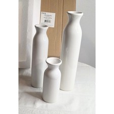 Mind Reader Decorative Vases Set of 3 New in Box White Ceramic 5 1/2", 9", 11"