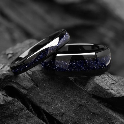 The Starlight - His and Hers Sandstein Hochzeit/Verlobung Wolfram Paar Ringe