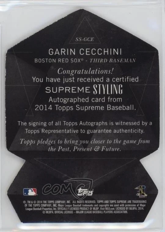 2014 Topps Supreme Stylings Sepia /35 Garin Cecchini #SS-GCE Rookie Auto RC - Image 2 of 2