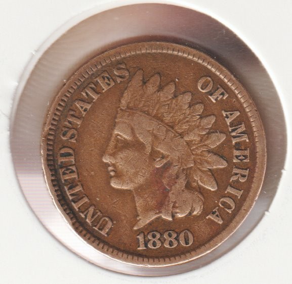 US Rare Old 1880 Indian Head Penny Coin Native American Collection Shield Cent