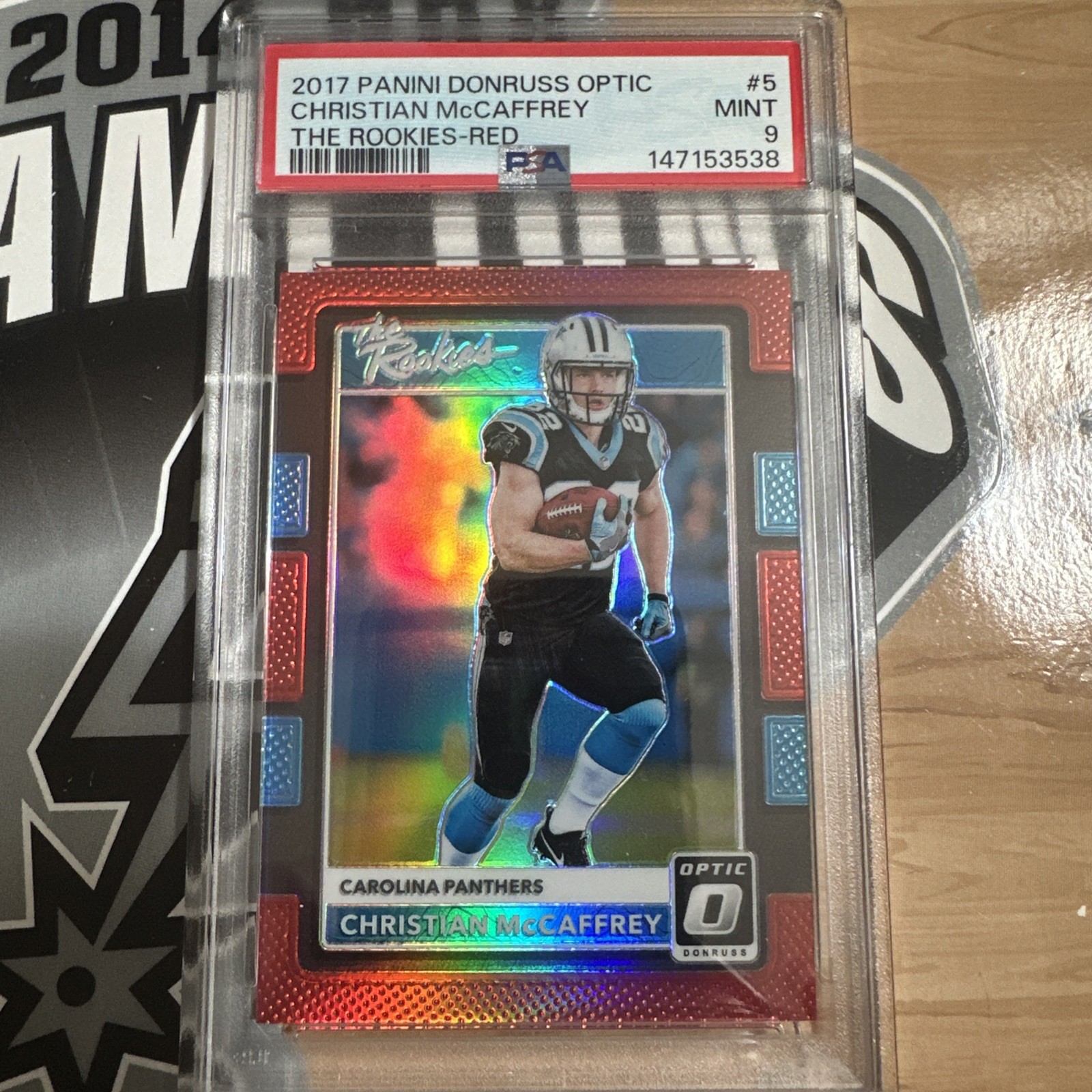 2017 PANINI  NFL DONRUSS OPTIC Christian McCaffrey The Rookies RED/99 PSA 9 49er