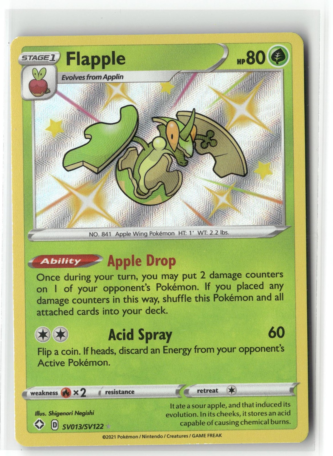 Flapple SV013 Shining Fates Shiny Vault Pokemon Shiny Rare Near Mint