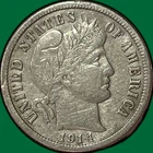 1914 Barber Dime Very Fine VF Coin, Cleaning #33952