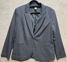 Liz Claiborne Women's Blazer 16 Jacket Dark Charcoal Gray Single Button Classic