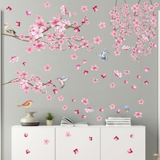 Cherry Blossom Wall Stickers Pink Tree Branch Wall Decals Branches Cherry Flo...
