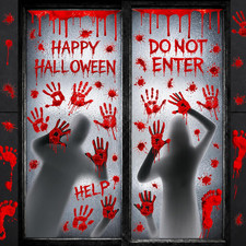 Halloween Bloody Window Clings Decorations - 6 Sheets Scary Stickers