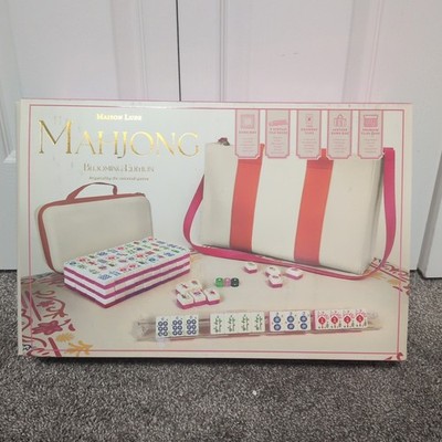 Mahjong Blooming Edition Game Set Tiles Racks Case Tote Bag 160 Acrylic Engraved