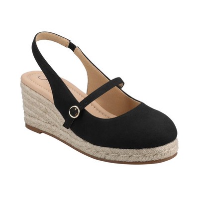 Journee Collection Journee Asmyna Slingback Mary Jane Espadrille Wedges Black