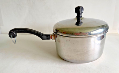 Vintage  Farberware 2 Qt Saucepan / Pot w/ Lid Stainless Steel Aluminum Clad USA