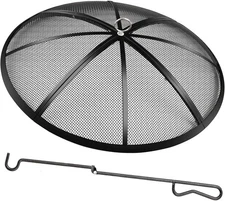 Fire Pit Spark Screen, 18 Inch Diameter Fire Pit Screen with Handle & Poker,H...