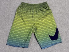 Nike Swim Trunks Boys XL Green Blue Shark Print Mesh Lined Elastic Drawstring