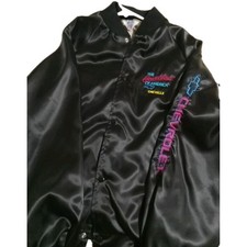 Vintage 80s Westark Chevrolet Heart Beat Of America Chevelle Black Satin Jacket Vintage 80s Westark Chevrolet Heart Beat Of America Chevelle Black Satin Jacket